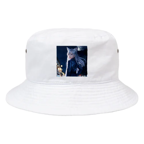 「深夜の邂逅：猫耳の不思議な出会い」 Bucket Hat