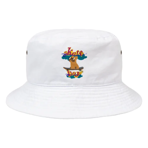 スケートボードするワンコ Bucket Hat