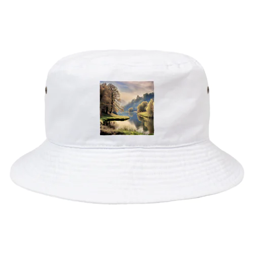 静かな川辺の風景 Bucket Hat