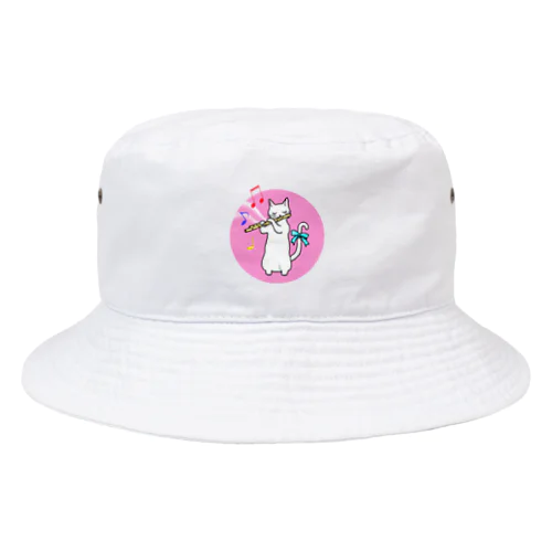 フルートを吹く白猫 Bucket Hat