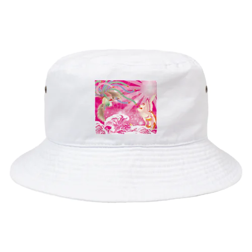 ピンク鳳凰　波　和柄 Bucket Hat