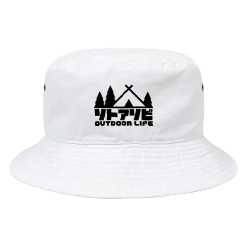 ソトアソビ アウトドアライフ テントデザイン ブラック Bucket Hat