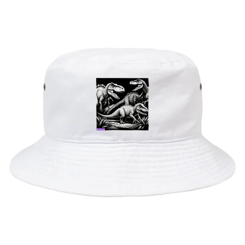 モノクロ恐竜くん3号 Bucket Hat