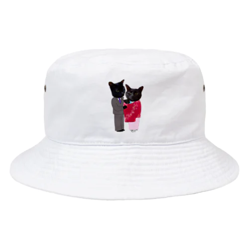 黒猫の親子 Bucket Hat