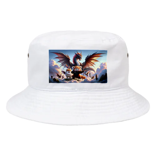 レッサーパンダ　ポメラニアン　ドラゴン　冒険　ファンタジー Bucket Hat