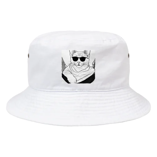 サングラスをかけてハンモックでくつろいでいる猫 Bucket Hat