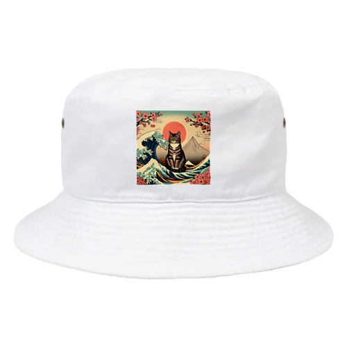 浮世絵波富士猫 Bucket Hat