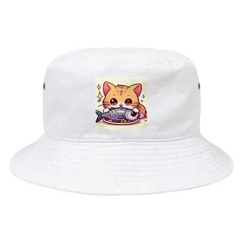 魚を前にドヤ顔にゃんこ☆ Bucket Hat