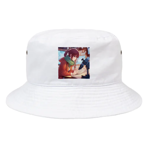 雪の結晶を研究する女性 Bucket Hat