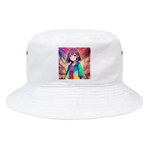 ポップカラーのカーディガンな女の子 Bucket Hat