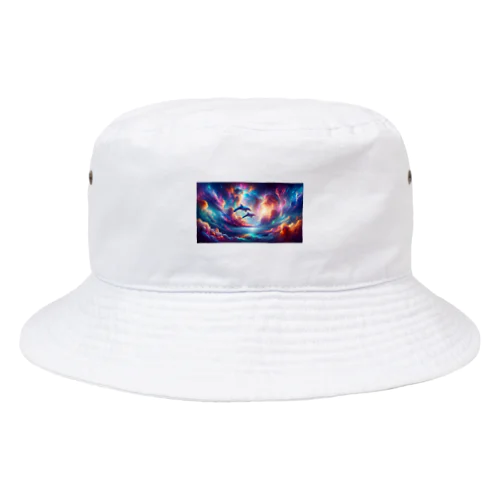 " Dolphins Swimming in the iridescent clouds (1) " 　( 彩雲の中を泳ぐイルカ (1) ) Bucket Hat