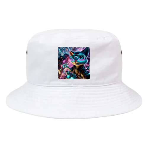 疾走するサイバースペースで、クールなにゃんこたちが都市を舞台に華麗に活躍！ Bucket Hat