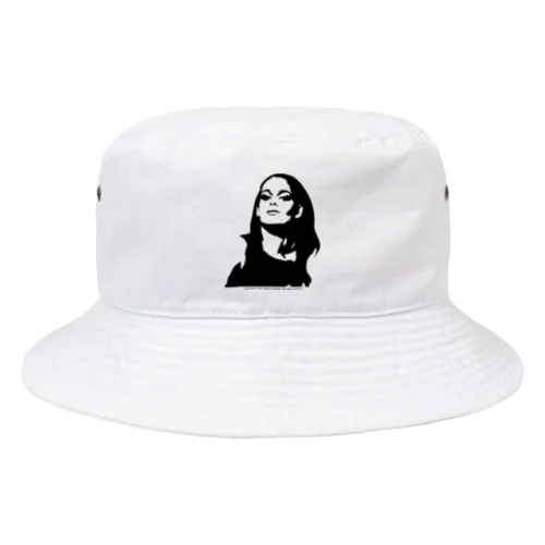 長髪女性のモノクロデザイン Bucket Hat