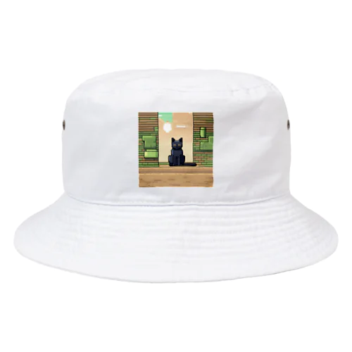 街中でたたずむ黒猫 Bucket Hat