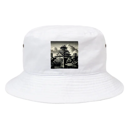 モノクロームな印象を与える大阪城 Bucket Hat