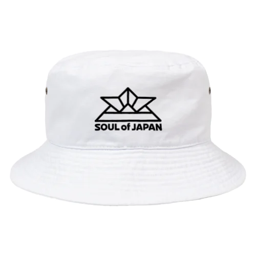 ソウルオブジャパン 折り紙の兜デザイン 大和魂 日本 ブラック Bucket Hat