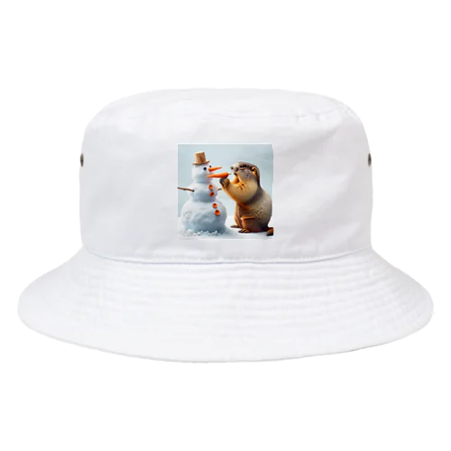 雪だるまとマーモット Bucket Hat