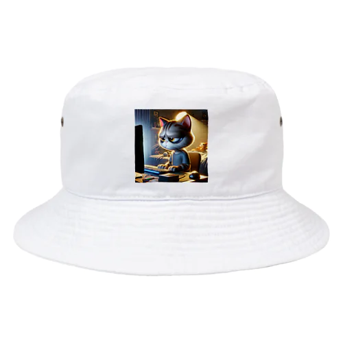 仕事中のかわいい猫 Bucket Hat