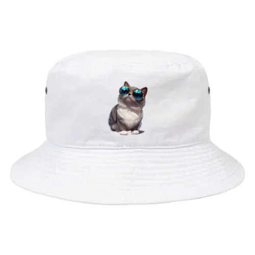 サングラスをかけた、かわいいネコ Marsa 106 Bucket Hat