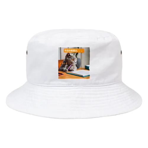 【猫ミーム風】勉強する猫 Bucket Hat