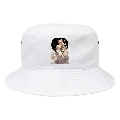 女性と白い花　なでしこ1478 Bucket Hat