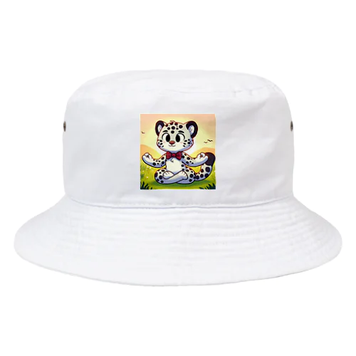 ヨガをするユキヒョウ Bucket Hat