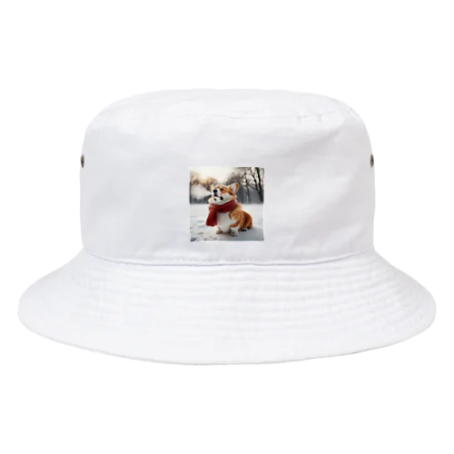 寒さに耐えるコーギー Bucket Hat