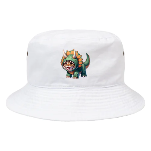 トリケラトプスのフードを被った子猫 Bucket Hat