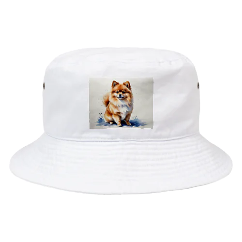 ポメラニアン　Pomeranian　水彩画風 Bucket Hat