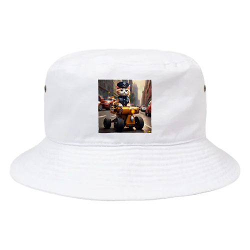 ミニパトで交通整理をする猫 Bucket Hat