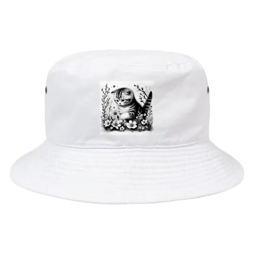 春の子猫のスコティッシュフォールド Bucket Hat