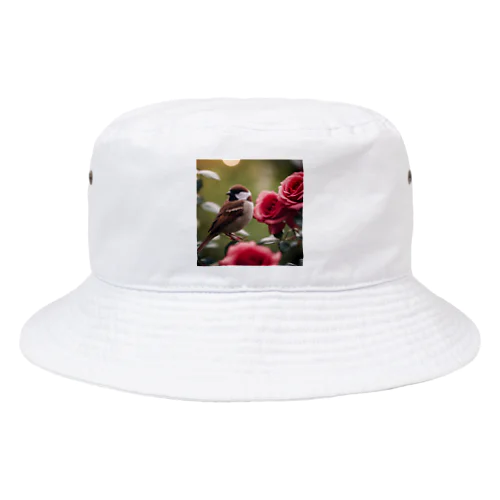 赤いバラとキンクロハジロ Bucket Hat