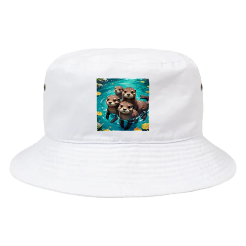 水遊びする親子カワウソ Bucket Hat