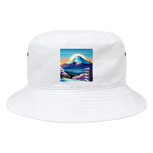 富士山（pixel art） Bucket Hat