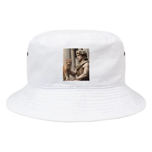 ネコと彫刻作品 Bucket Hat