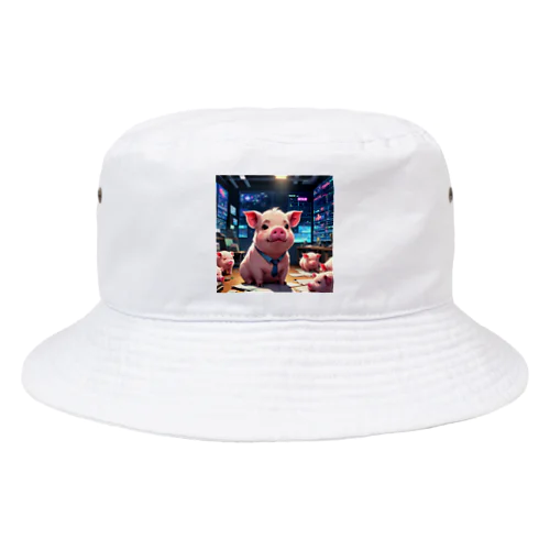 会社の成長戦略を考えるミニブタ Bucket Hat