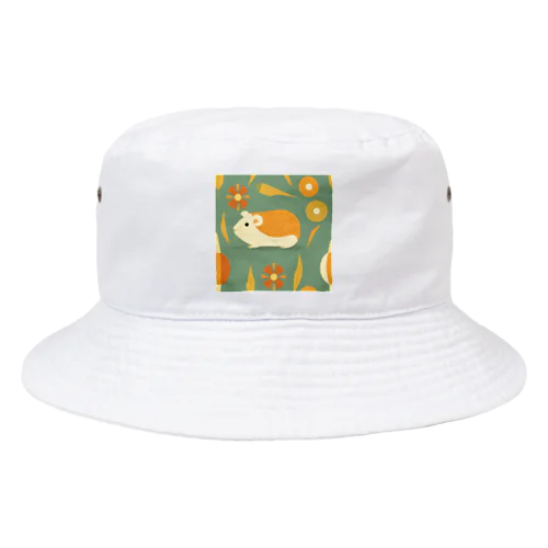 レトロな花とモルモット Bucket Hat