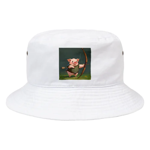 かわいいブタとアーチェリーを練習しよう Bucket Hat