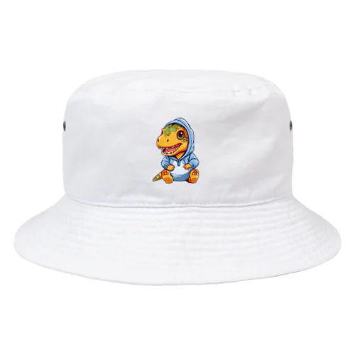 青パーカーを着たティラノサウルス Bucket Hat