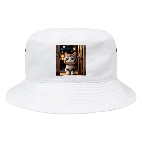 ドアを開ける猫ちゃん Bucket Hat