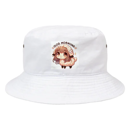 羊さん。かわいい動物が「おはよう」の挨拶 Bucket Hat