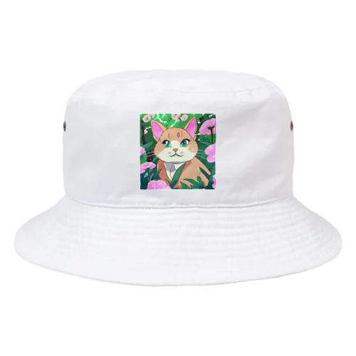 アニメ調・花畑の猫 Bucket Hat