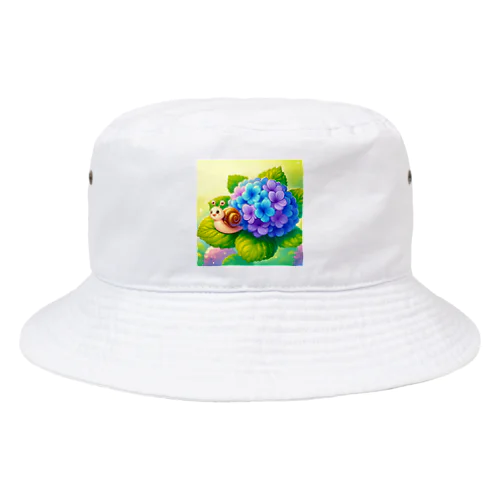 あじさいとカタツムリ　雨上がり Bucket Hat