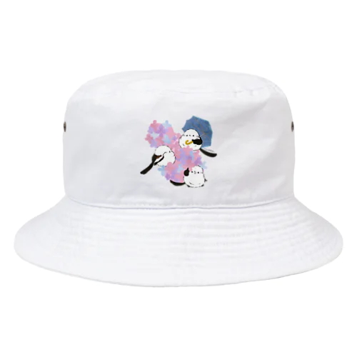 あじさいとシマエナガ_かさ＠ぴよ手帖 | シマエナガ雑貨 Bucket Hat