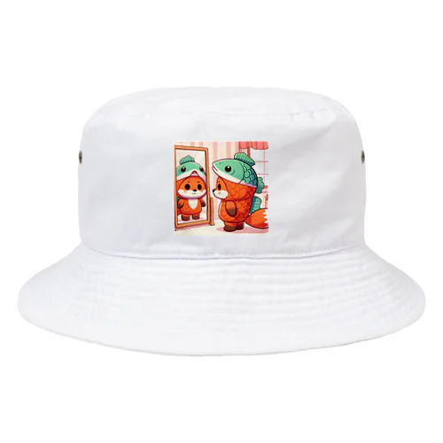 鮭コスプレのキツネ Bucket Hat