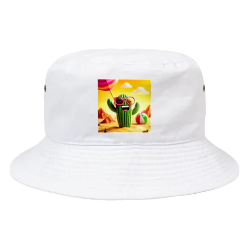 「サングラスをかけたハッピーなサボテン - 砂漠の陽気な仲間！ Bucket Hat