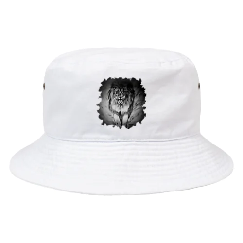 ライオン　アートアニマル　モノクロ Bucket Hat