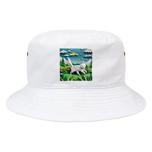 折り紙　草原を駆け回っている猫 Bucket Hat