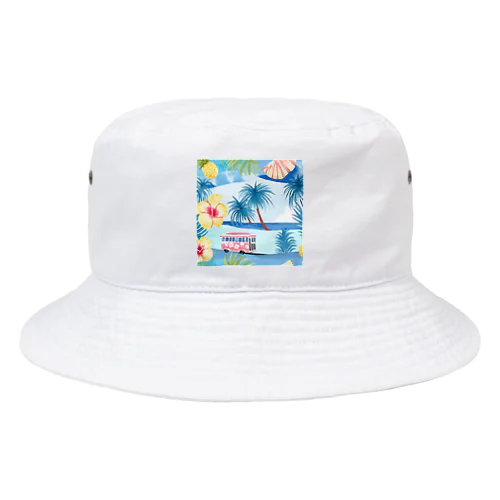 ハイビスカスとトロリー Bucket Hat