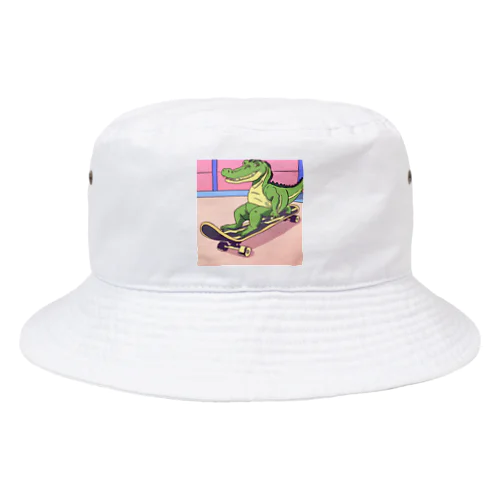 スケボーに乗るワニ Bucket Hat